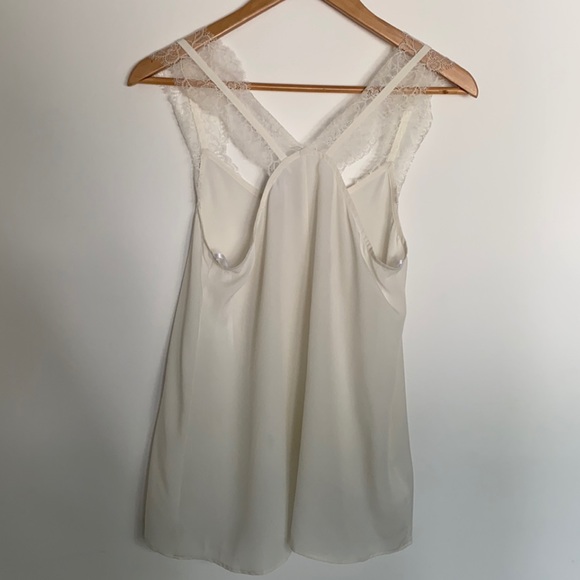 BCBGeneration Lace Trim Tank in off white - Picture 6 of 7